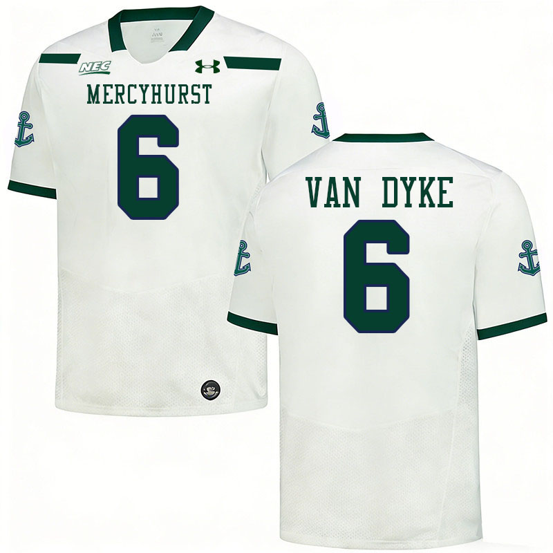 Mercyhurst Lakers #6 Evan Van Dyke College Football Jerseys,Uniforms Stitched-White